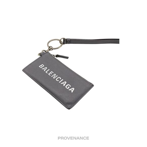 🔴 Balenciaga Logo Neck Lanyard Zip Card Wallet - Gray - Picture 4 of 10